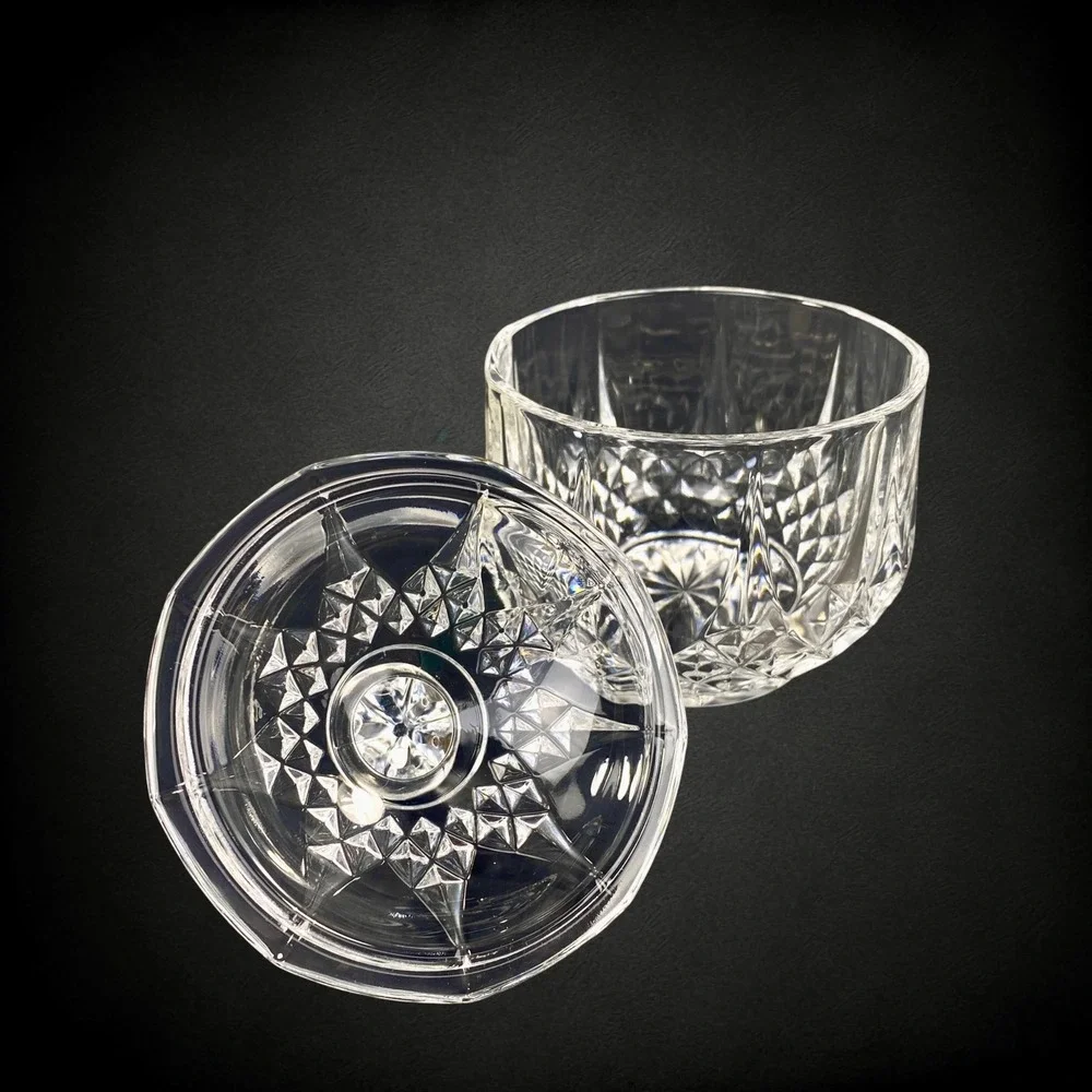 Cristal d'Arques Longchamp Crystal Creamer Sugar Set Boxed 1970s Vintage